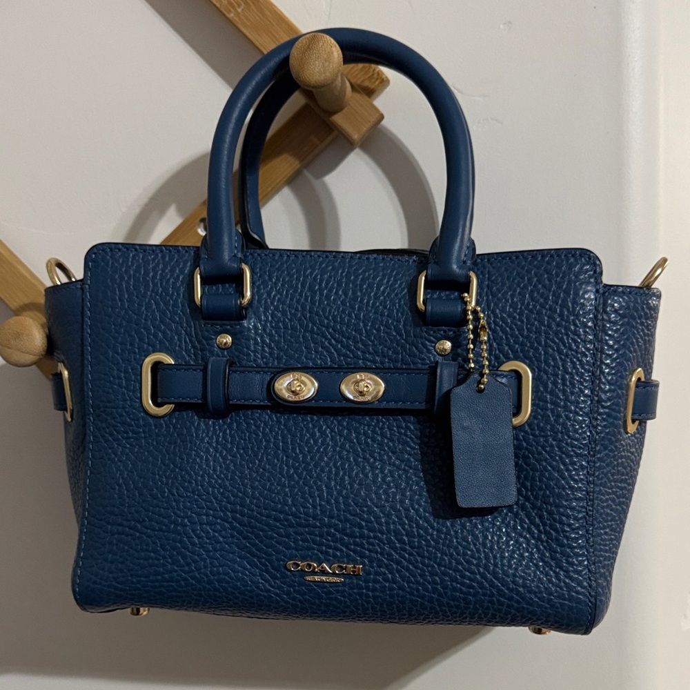 Coach Navy Blue Leather Satchel
